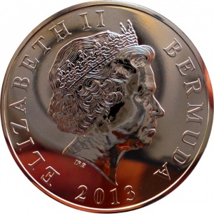 Аверс монеты Бермуды, 25 центов, 2013, Голубой ангел