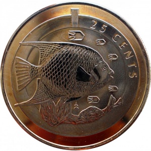Реверс монеты Бермуды, 25 центов, 2013, Голубой ангел