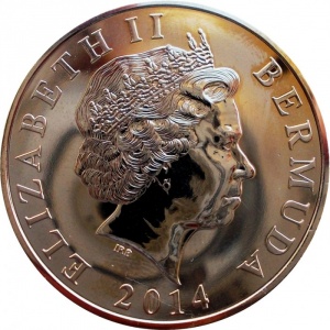 Аверс монеты Бермуды, 25 центов, 2014, Свистящая лягушка