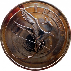 Реверс монеты Бермуды, 25 центов, 2015, Бермудский длиннохвост