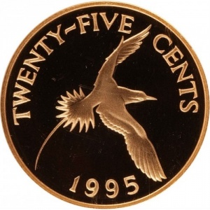 Реверс монеты Бермуды, 25 центов, 1995