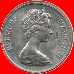 Аверс монеты Бермуды, 1 доллар, 1970, Первые десятичные монеты