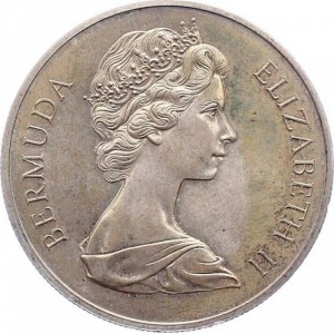 Аверс монеты Бермуды, 1 доллар, 1972, Королевская серебряная свадьба