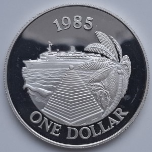 Реверс монеты Бермуды, 1 доллар, 1985, Круизный туризм