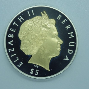 Аверс монеты Бермуды, 5 долларов, 2002, 50 лет правлению Королевы Елизаветы II