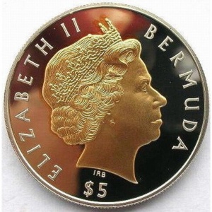 Аверс монеты Бермуды, 5 долларов, 2003, Визит Королевы Елизаветы II