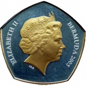 Аверс монеты Бермуды, 5 долларов, 2005, 500 лет открытию Бермудских островов