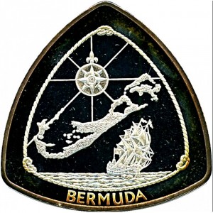 Реверс монеты Бермуды, 9 долларов, 1996, Крушение "Sea Venture"