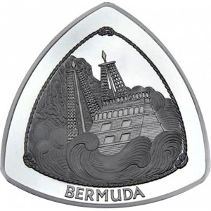 Реверс монеты Бермуды, 9 долларов, 1997, Крушение "Sea Venture"