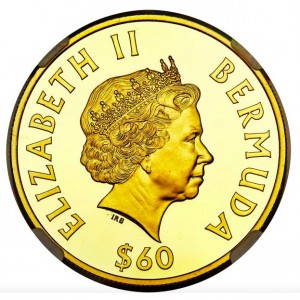 Аверс монеты Бермуды, 60 долларов, 2002, Маяк Святого Давида