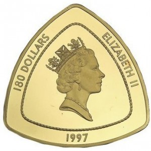 Аверс монеты Бермуды, 180 долларов, 1997, Крушение "Sea Venture"