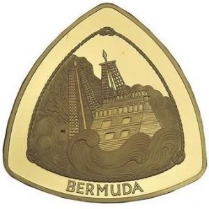 Реверс монеты Бермуды, 180 долларов, 1997, Крушение "Sea Venture"