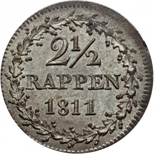 Реверс монеты Берн, 2½ раппена, 1811