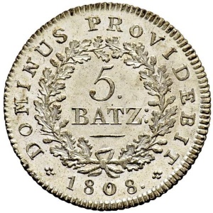 Реверс монеты Берн, 5 батценов, 1808-1818