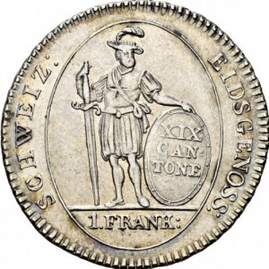 Реверс монеты Берн, 1 франк, 1811