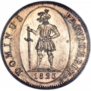 Реверс монеты Берн, 4 франка, 1823