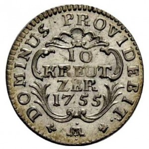 Реверс монеты Берн, 10 крейцеров, 1755-1756