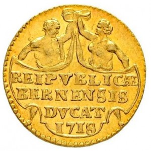 Реверс монеты Берн, 1 дукат, 1718