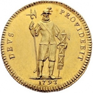 Реверс монеты Берн, 1 дуплон, 1793