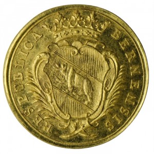 Аверс монеты Берн, 3 дуката, 1734, Коронованный герб на аверсе