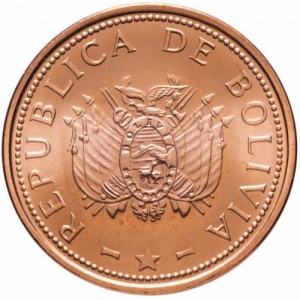 Аверс монеты Боливия, 10 сентаво, 2001-2008