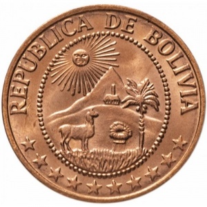 Аверс монеты Боливия, 5 сентаво, 1965-1970