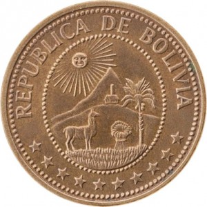 Аверс монеты Боливия, 10 сентаво, 1965-1973