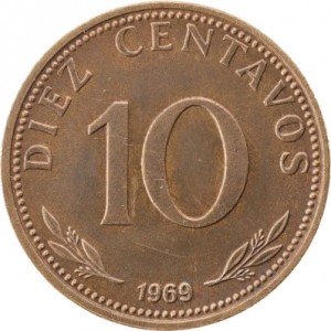 Реверс монеты Боливия, 10 сентаво, 1965-1973