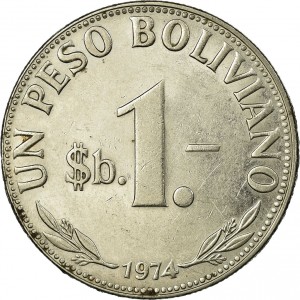 Реверс монеты Боливия, 1 песо, 1968-1980