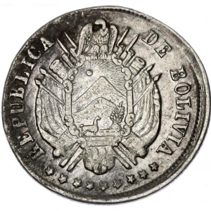 Аверс монеты Боливия, 5 сентаво, 1872