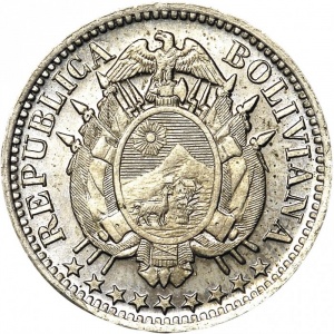 Аверс монеты Боливия, 5 сентаво, 1883