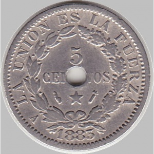 Реверс монеты Боливия, 5 сентаво, 1883
