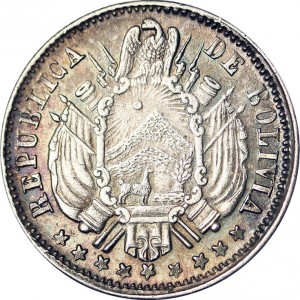 Аверс монеты Боливия, 10 сентаво, 1871-1872
