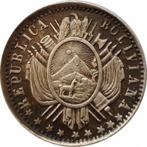 Аверс монеты Боливия, 10 сентаво, 1875-1883