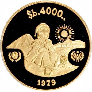 Реверс монеты Боливия, 4000 песо, 1979, Международный год детей