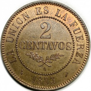 Реверс монеты Боливия, 2 сентаво, 1883