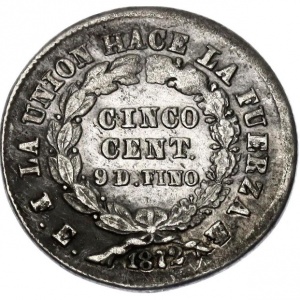 Реверс монеты Боливия, 5 сентаво, 1872