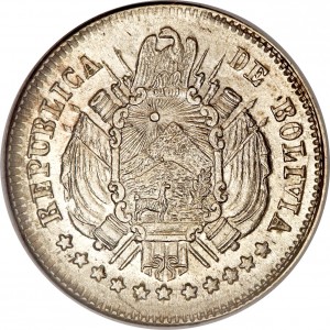 Аверс монеты Боливия, 10 сентаво, 1870-1871