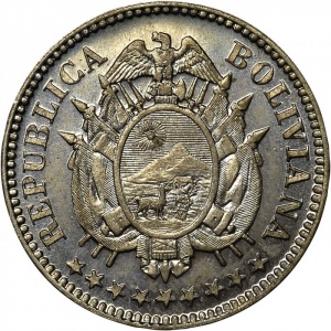 Аверс монеты Боливия, 10 сентаво, 1883