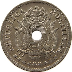 Аверс монеты Боливия, 10 сентаво, 1883