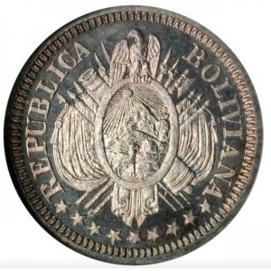 Аверс монеты Боливия, 10 сентаво, 1884-1900