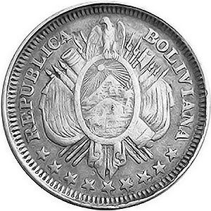 Аверс монеты Боливия, 20 сентаво, 1885-1907