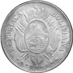 Аверс монеты Боливия, 50 сентаво, 1879-1882