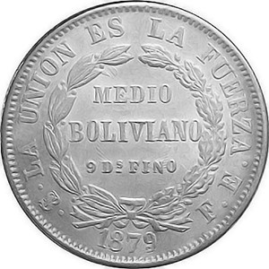 Реверс монеты Боливия, 50 сентаво, 1879-1882