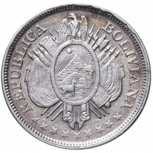 Аверс монеты Боливия, 50 сентаво, 1891-1900