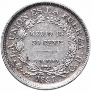 Реверс монеты Боливия, 50 сентаво, 1891-1900
