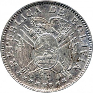 Аверс монеты Боливия, 50 сентаво, 1909