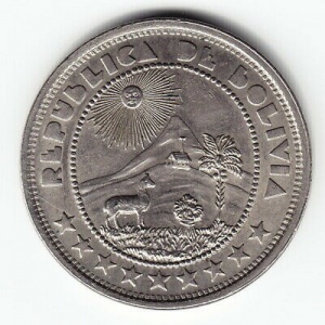 Аверс монеты Боливия, 50 сентаво, 1937