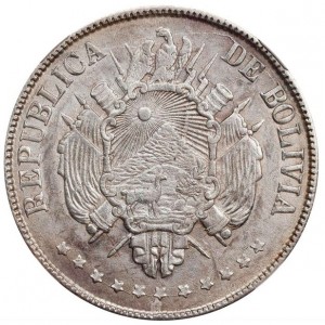 Аверс монеты Боливия, 1 боливиано, 1870-1871