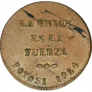 Аверс монеты Боливия, 2 сентесимо, 1864